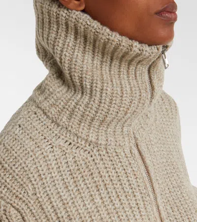 Lemaire Oversized Ribbed Alpaca And Yak Hair-blend Cardigan In Neutral