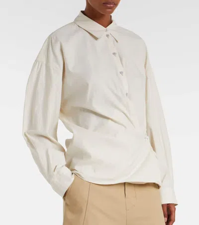 Lemaire Gather Detailed Buttoned Shirt In Neutral