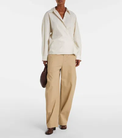 Lemaire Gather Detailed Buttoned Shirt In Neutral