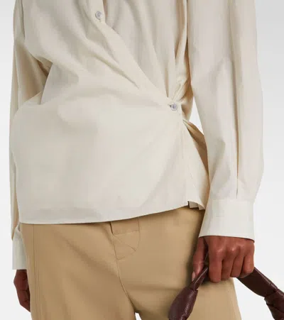 Lemaire Gather Detailed Buttoned Shirt In Neutral