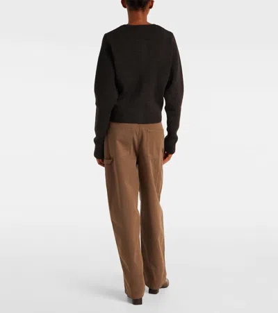 Lemaire Crew Neck Knitwear Long Sleeve Ribbed Style In Brown