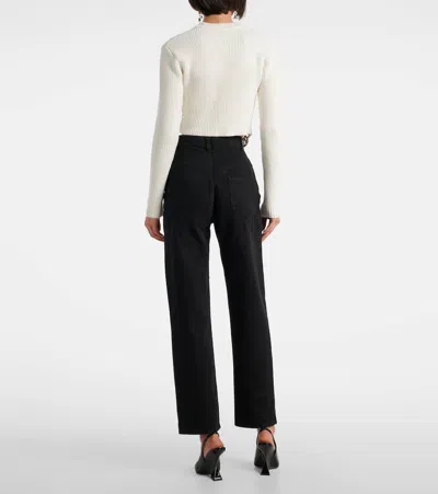 Area Crystal Heart High Rise Straight Leg Jeans In Black