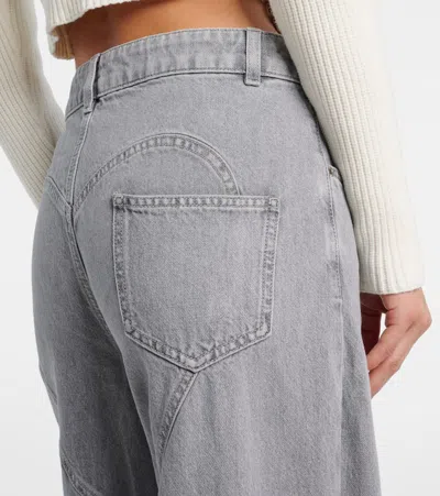 Area Distressed Crystal Relaxed Slit Jeans Light Grey In Gray
