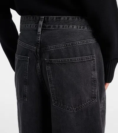 Agolde Vana Black Low-crotch Jeans With Book Closure In Denim Woman In Black