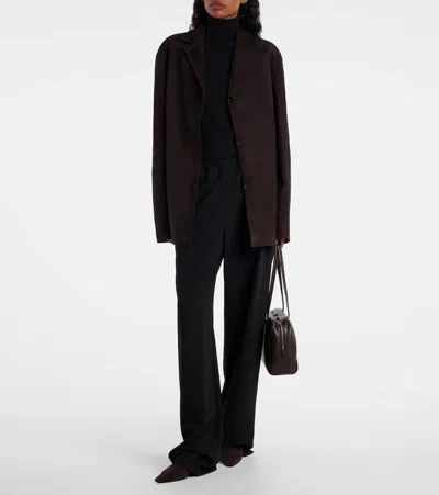 The Row Suede Liisa Kitten Ankle Boots 35 In Brown