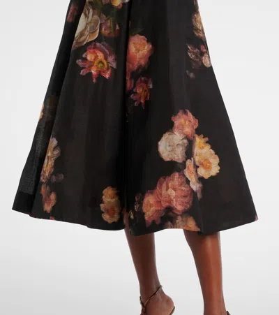 Zimmermann Hypnotic Embellished Belted Cutout Linen And Silk-blend Midi Dress In Multi