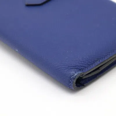 Pre-owned Hermes Blue Blue Electric Epsom Leather Long Wallet (bi-fold) ()