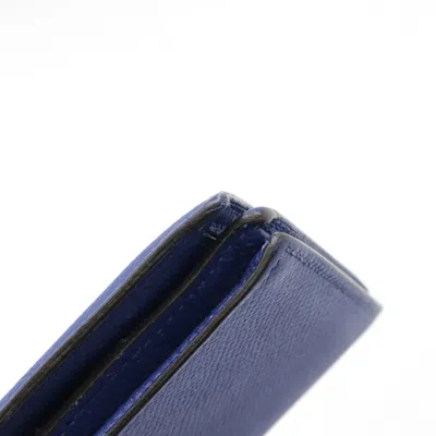 Pre-owned Hermes Blue Blue Electric Epsom Leather Long Wallet (bi-fold) ()