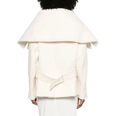 Jacquemus Draped-collar Virgin Wool Jacket With Oversized Pockets In White