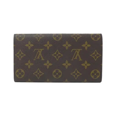Pre-owned Louis Vuitton Marron Coated Canvas Long Wallet (bi-fold) () In Brown