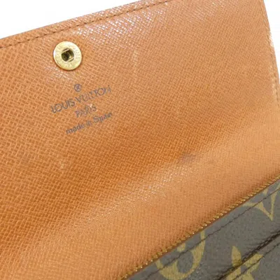 Pre-owned Louis Vuitton Marron Coated Canvas Long Wallet (bi-fold) () In Brown