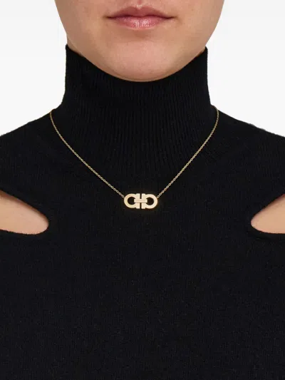 Ferragamo 2 Ganci Crystal Necklace In Gold