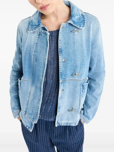 Fay Denim Jacket With Oversized Collar In Blue