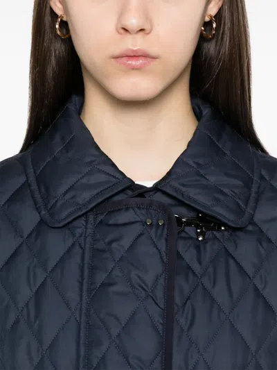Fay 3ganci Quilted Jacket In Blue