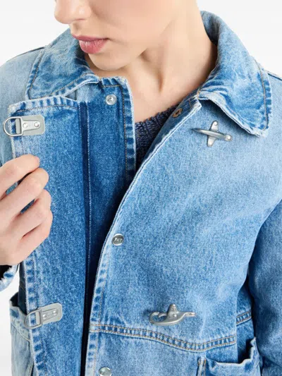 Fay Denim Jacket With Oversized Collar In Blue