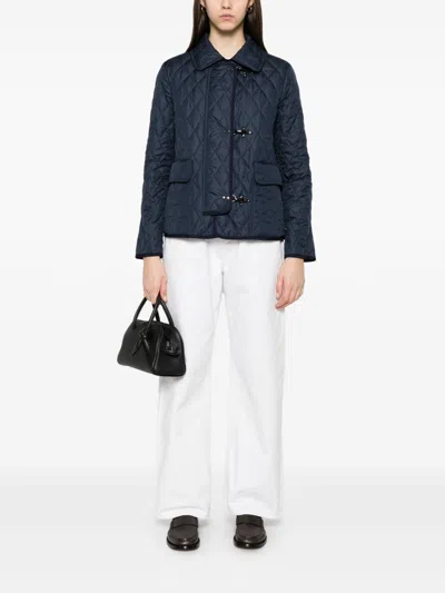Fay 3ganci Quilted Jacket In Blue