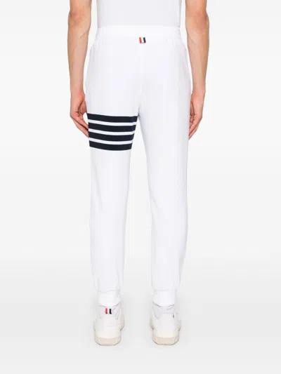 Thom Browne Tapered Striped Loopback Cotton-jersey Sweatpants In White