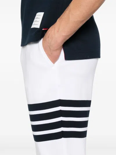 Thom Browne Tapered Striped Loopback Cotton-jersey Sweatpants In White