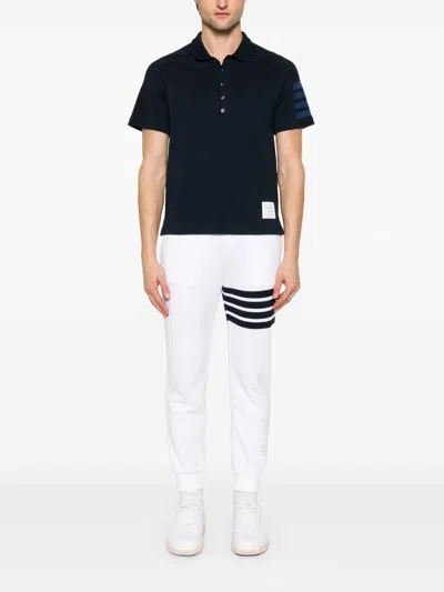Thom Browne Tapered Striped Loopback Cotton-jersey Sweatpants In White
