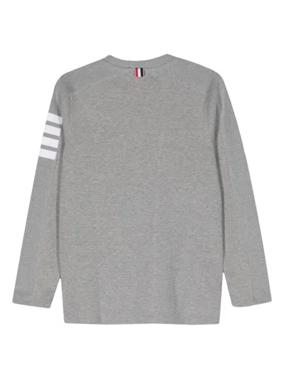 Thom Browne 4-bar Stripes Long-sleeved T-shirt In Gray