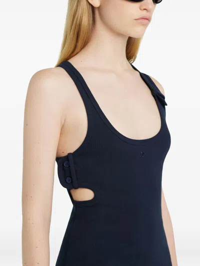 Courrèges Courreges Pre 90's Ribbed Cotton Mini Dress In Blue