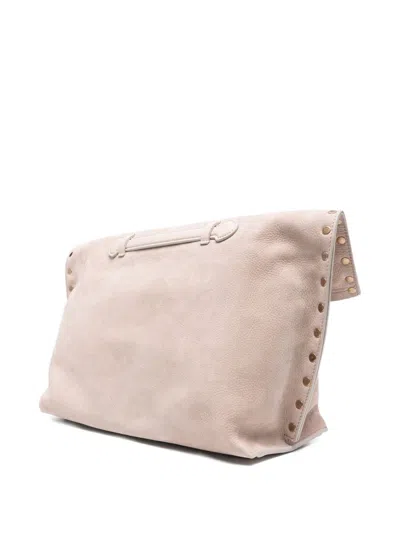 Zanellato Jones Suede Leather Handbag With Top Handles In Neutral
