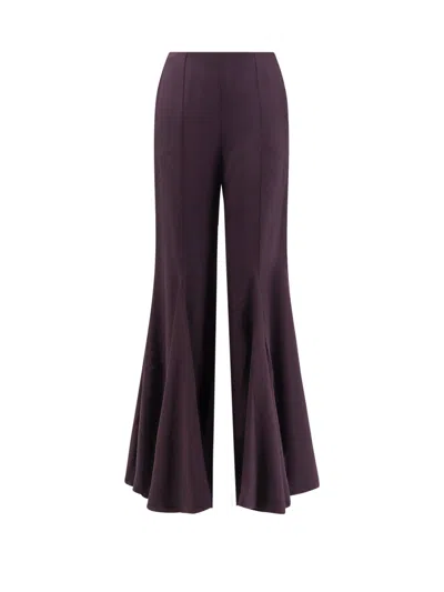 Chloé Acetate And Silk Trousers With Flared Bottom In Burgundy