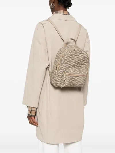 Emporio Armani Logo Print Backpack With Adjustable Straps