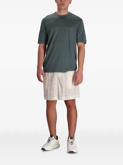 Emporio Armani Exclusive Allover Logo Bermuda Shorts In White