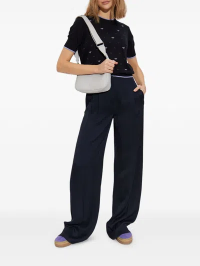 Emporio Armani Jumper With All-over Micro Eagle Embroidery