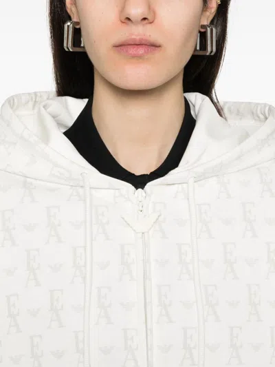 Emporio Armani Allover Logo Hoodie In White