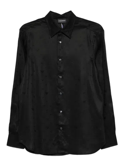 Emporio Armani Allover Logo Shirt In Black