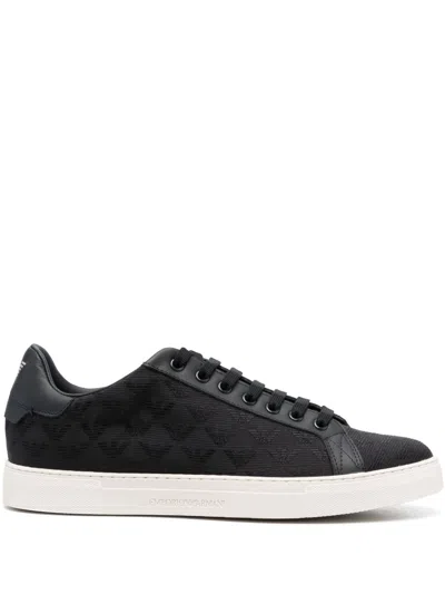 Emporio Armani Nylon Sneakers With Jacquard All-over Eagle