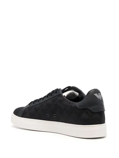 Emporio Armani Nylon Sneakers With Jacquard All-over Eagle