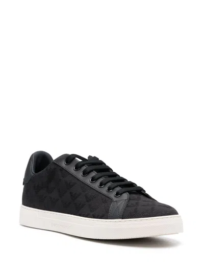 Emporio Armani Nylon Sneakers With Jacquard All-over Eagle