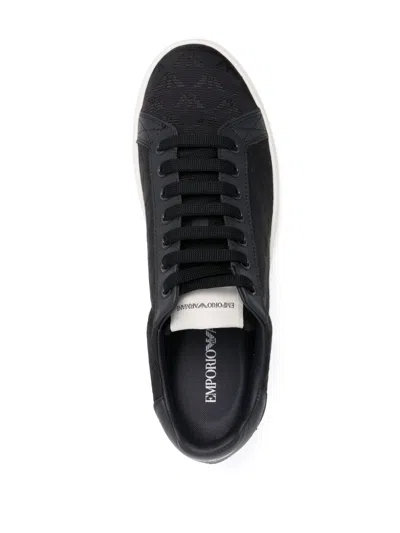 Emporio Armani Nylon Sneakers With Jacquard All-over Eagle