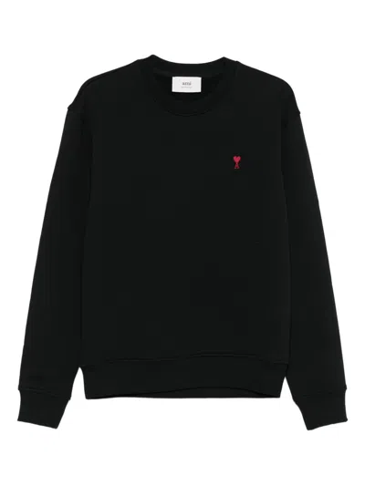 Ami Alexandre Mattiussi Ami Paris Ami De Coeur Black Crew-neck Sweatshirt Women In Black