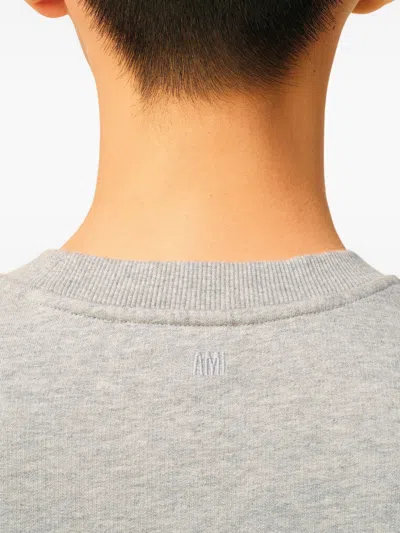 Ami Alexandre Mattiussi Ami Classic Crewneck Sweater With Ribbed Cuffs In Gray