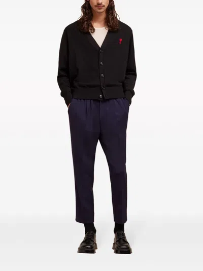 Ami Alexandre Mattiussi Ami De Coeur Wool Cardigan In Black