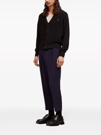 Ami Alexandre Mattiussi Ami De Coeur Wool Cardigan In Black