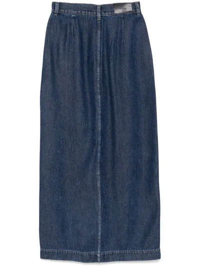 Seven Amie Denim Long Skirt In Blue