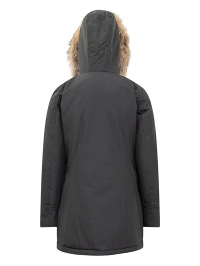 Woolrich Arctic Raccoon Parka In Gray