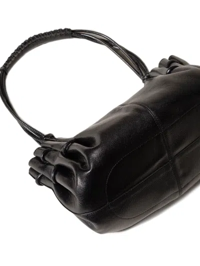 Hereu Leather Shoulder Bag With Knot And Pleat Detailing In Black