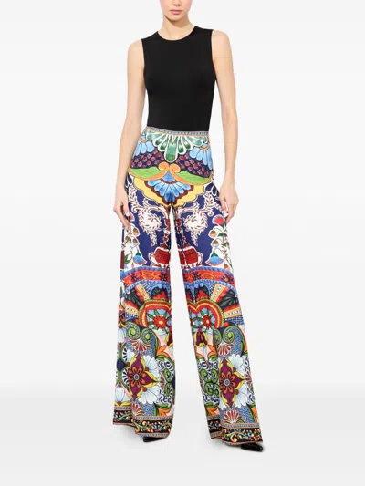 Alice And Olivia Athena Clean Wide Leg Pants On The Road In Multi