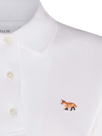 Maison Kitsuné Baby Fox Cotton Polo Shirt In White