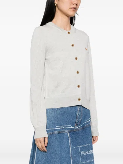 Maison Kitsuné Baby Fox Wool Cardigan In Gray