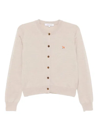 Maison Kitsuné Baby Fox Patch Cardigan In Neutral
