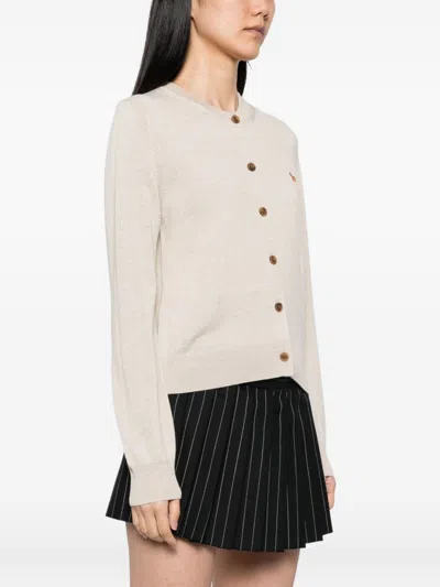 Maison Kitsuné Baby Fox Patch Cardigan In Neutral
