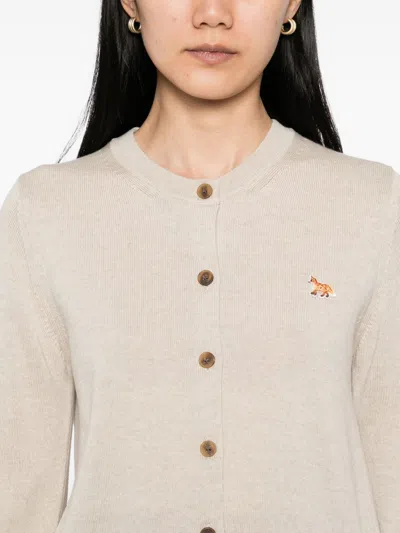 Maison Kitsuné Baby Fox Patch Cardigan In Neutral