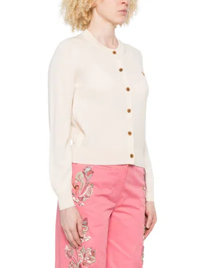Maison Kitsuné Profile Fox-embroidered Button Cardigan In Neutral